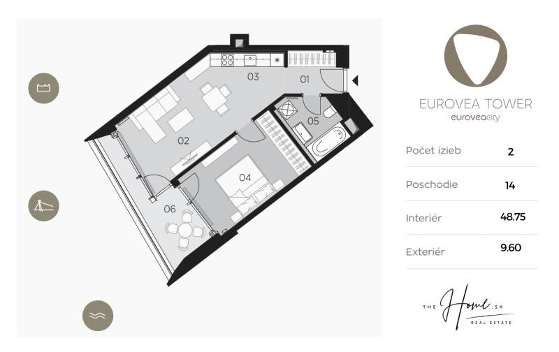 RESERVED︱EUROVEA TOWER - 1 bedroom apartment with castle view, 22fl.