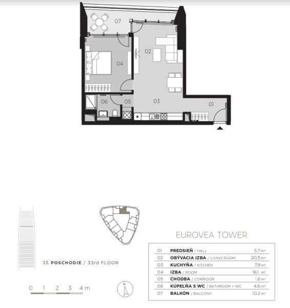 FOR SALE︱EUROVEA TOWER - 1 bedroom apartment on 33st floor