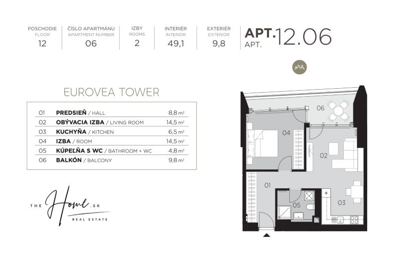 FOR RENT︱EUROVEA TOWER - Brand new 1-bed apt., city view, 21st floor