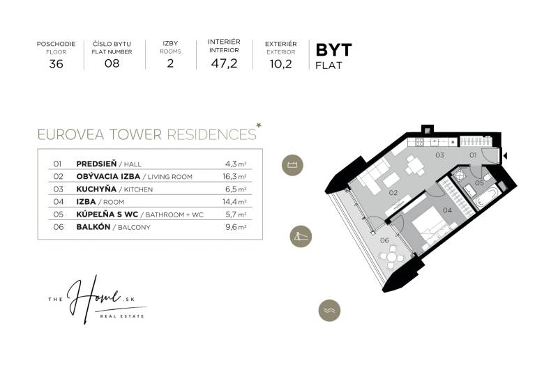 THE HOME︱EUROVEA TOWER - 1 BED apartment with castle view 36fl. LUX