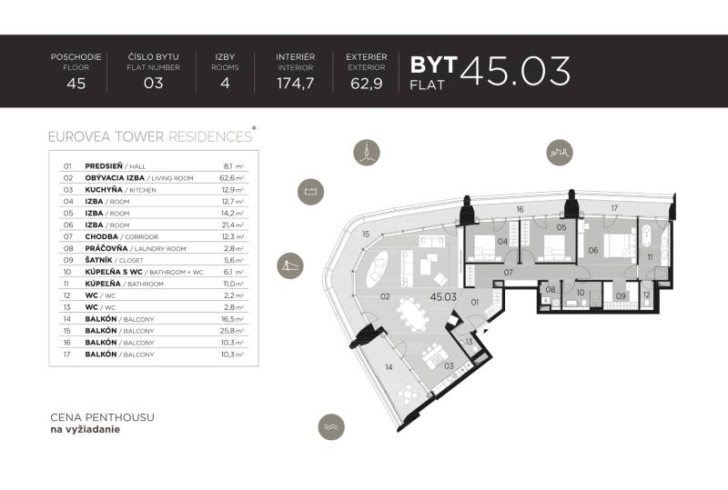 THE HOME︱EUROVEA TOWER - Penthouse on the highest floor