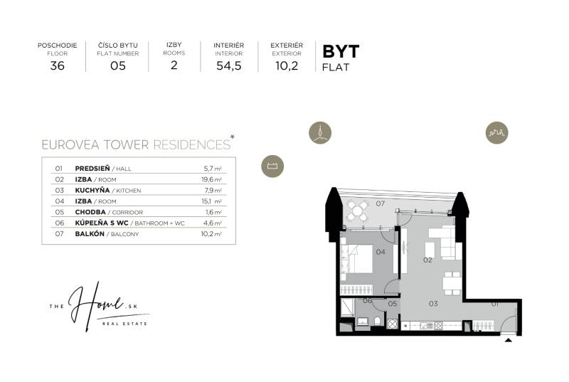 THE HOME︱EUROVEA TOWER - fully furnished  1bed apt. on 36th fl. LUX