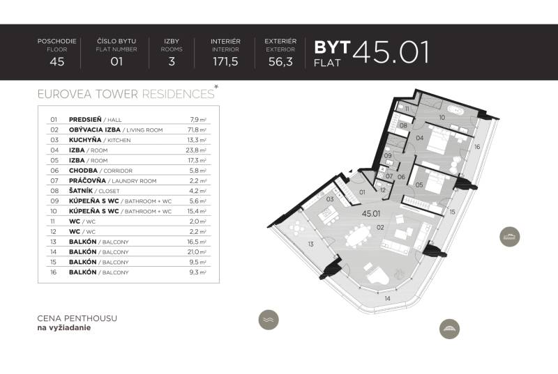 THE HOME︱EUROVEA TOWER - 2 bedroom Penthouse on highest floor