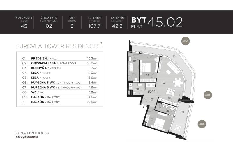 THE HOME︱EUROVEA TOWER - 2 bedroom Penthouse on highest floor